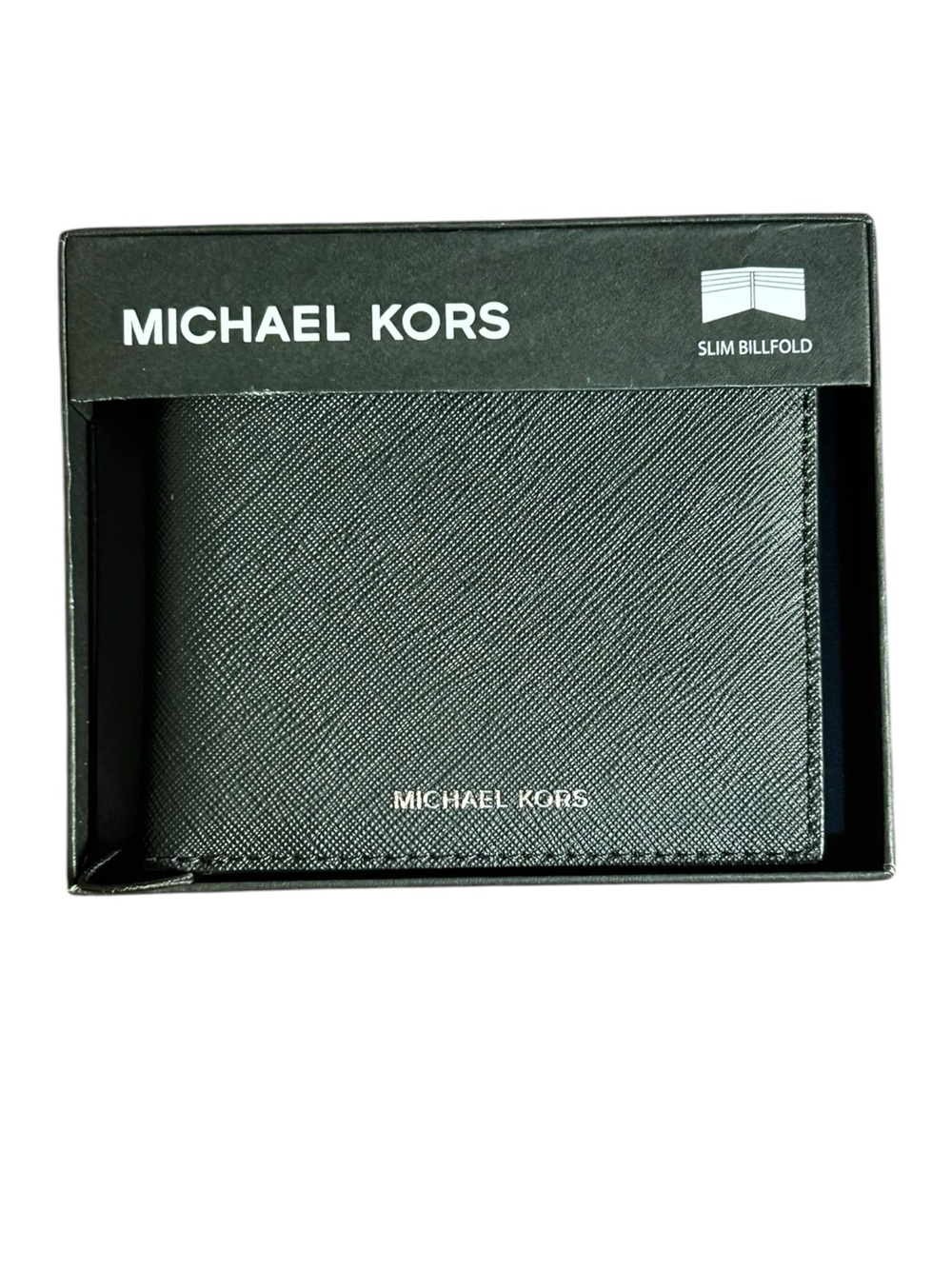 NWT Michael Kors Men's Slim Billfold Leather Wallet Black